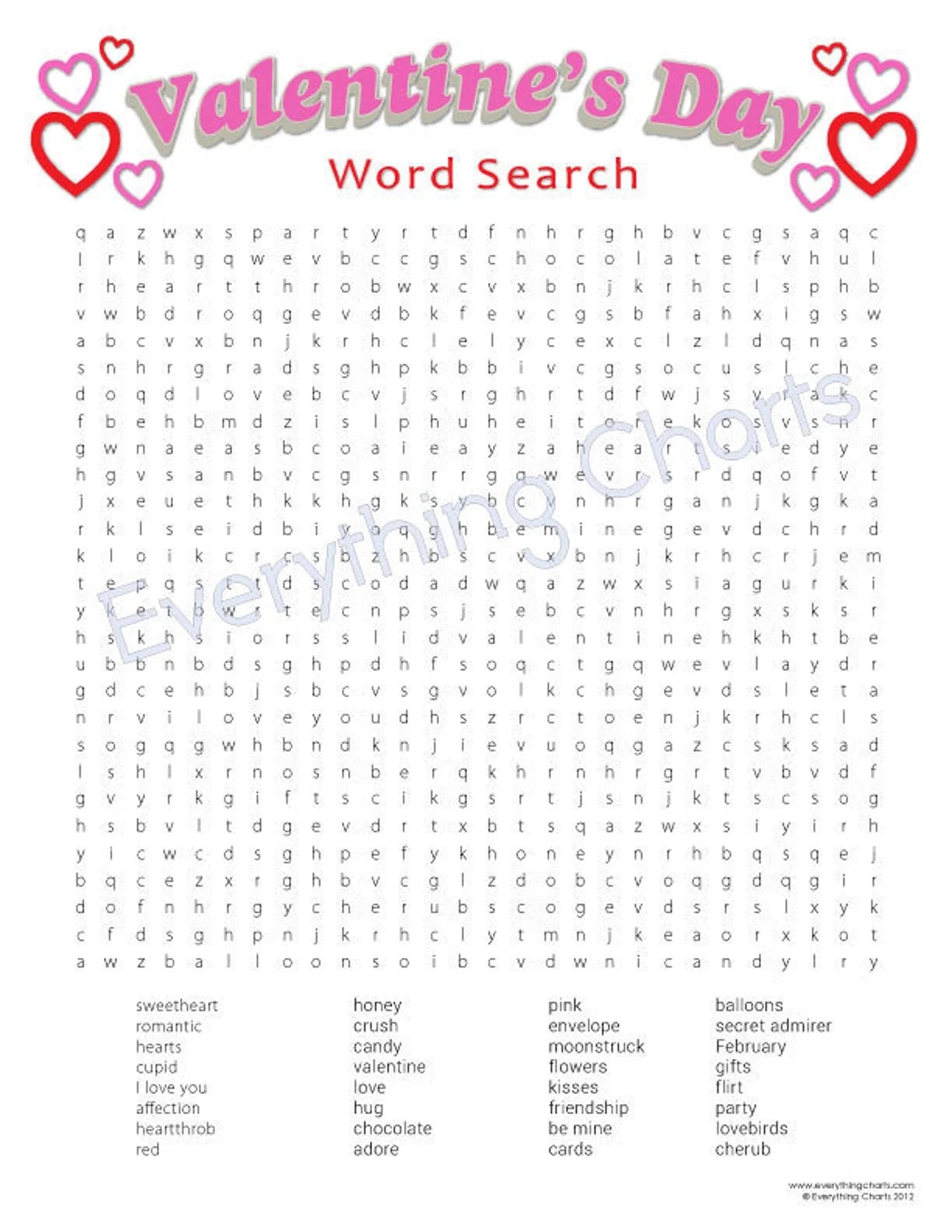 Valentine Word Search PDF Files printables Etsy