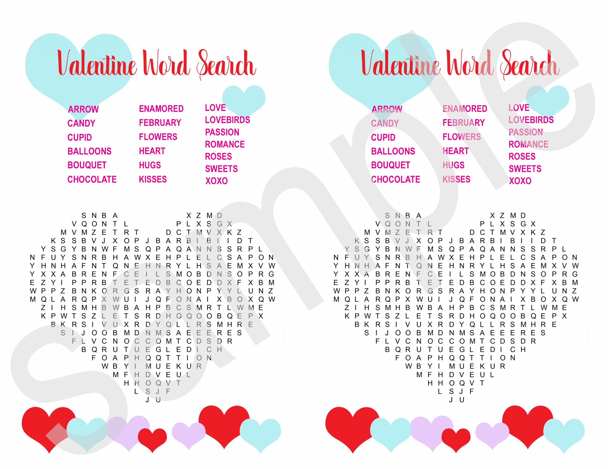 Printable Valentine Word Search