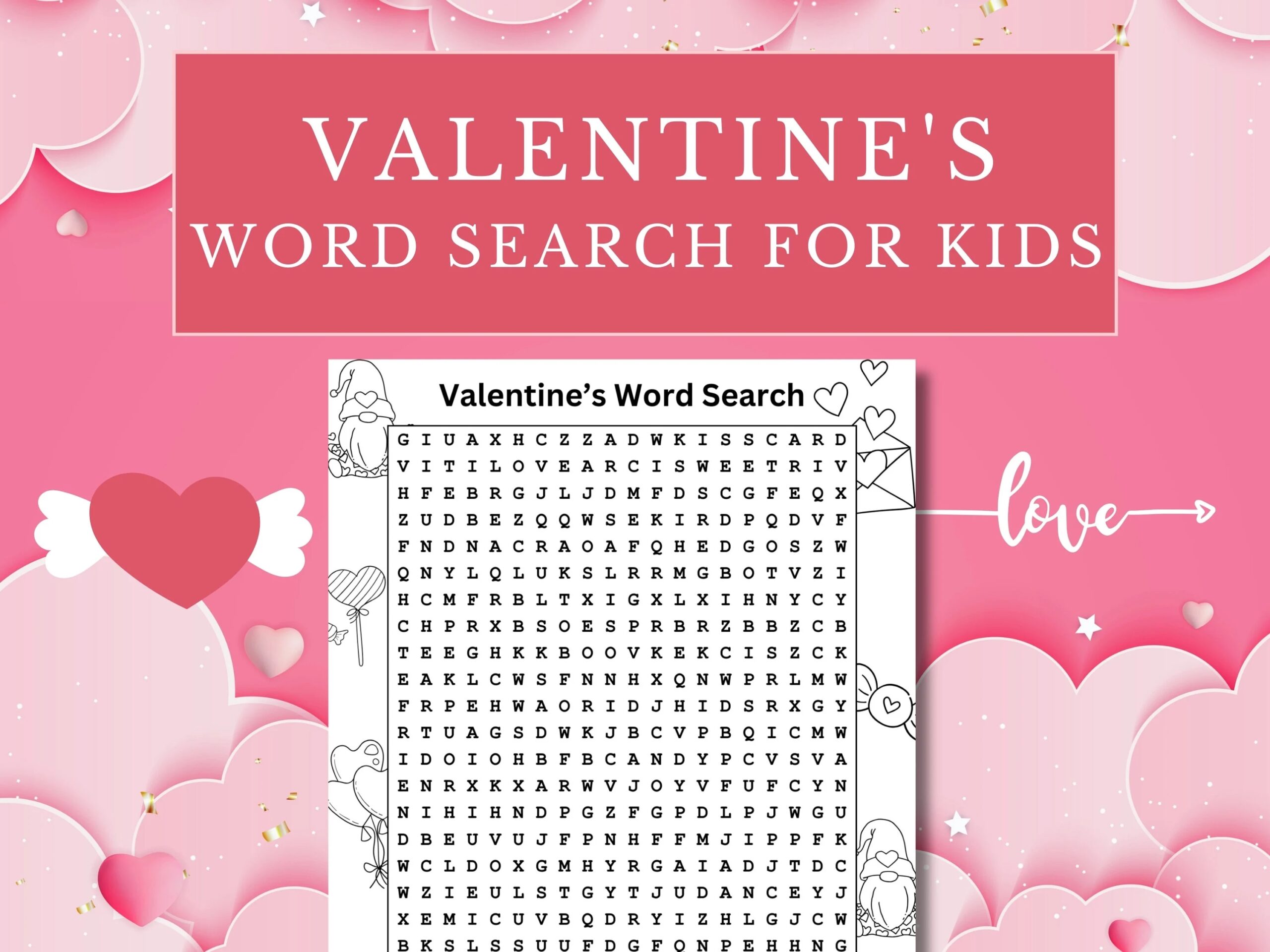 Valentine Word Search Puzzle Printable Valentine Day Word Search Coloring Page For Kids Fun Word Game For Valentine Parties And Classrooms Etsy