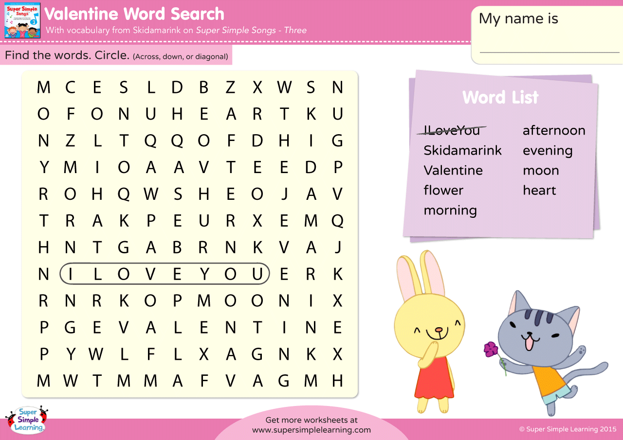 Valentines Word Search Printables