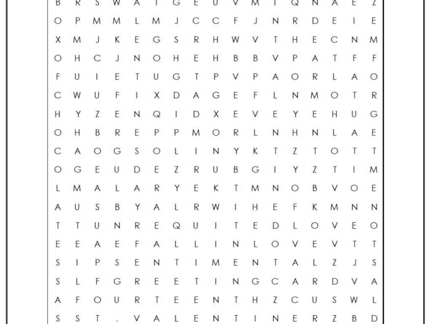 Valentines Day Word Search 2 Monster Word Search