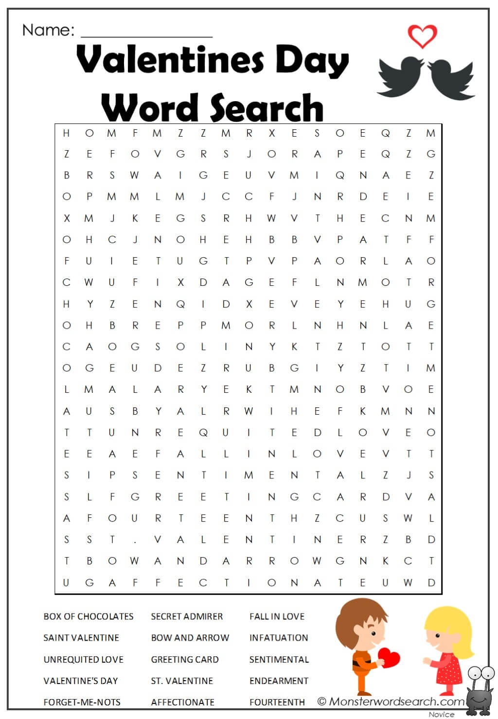 Valentines Day Word Search 2 Monster Word Search Valentines Day Word Search 2 Monster Word Search