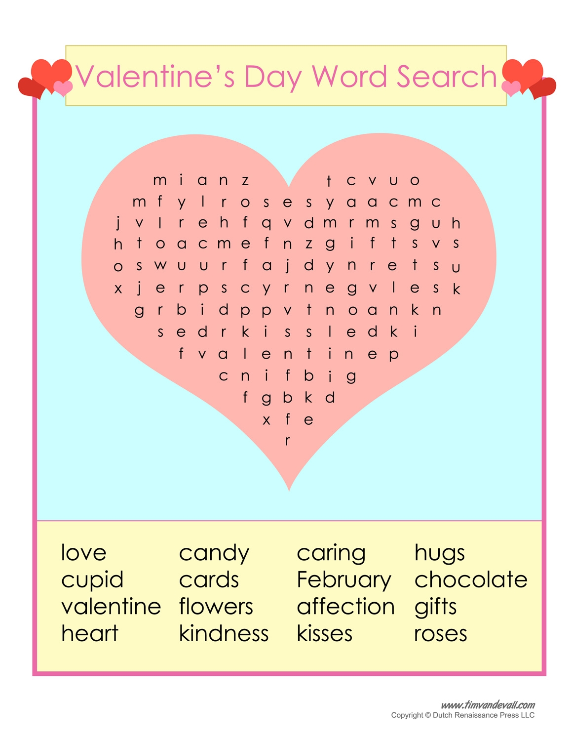 Valentines Day Word Search Tim s Printables