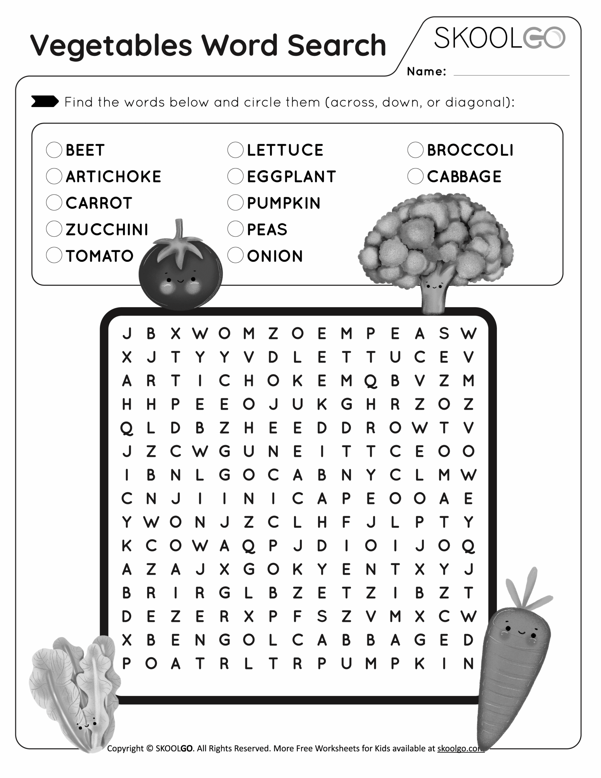 Printable Word Search For 1st Graders