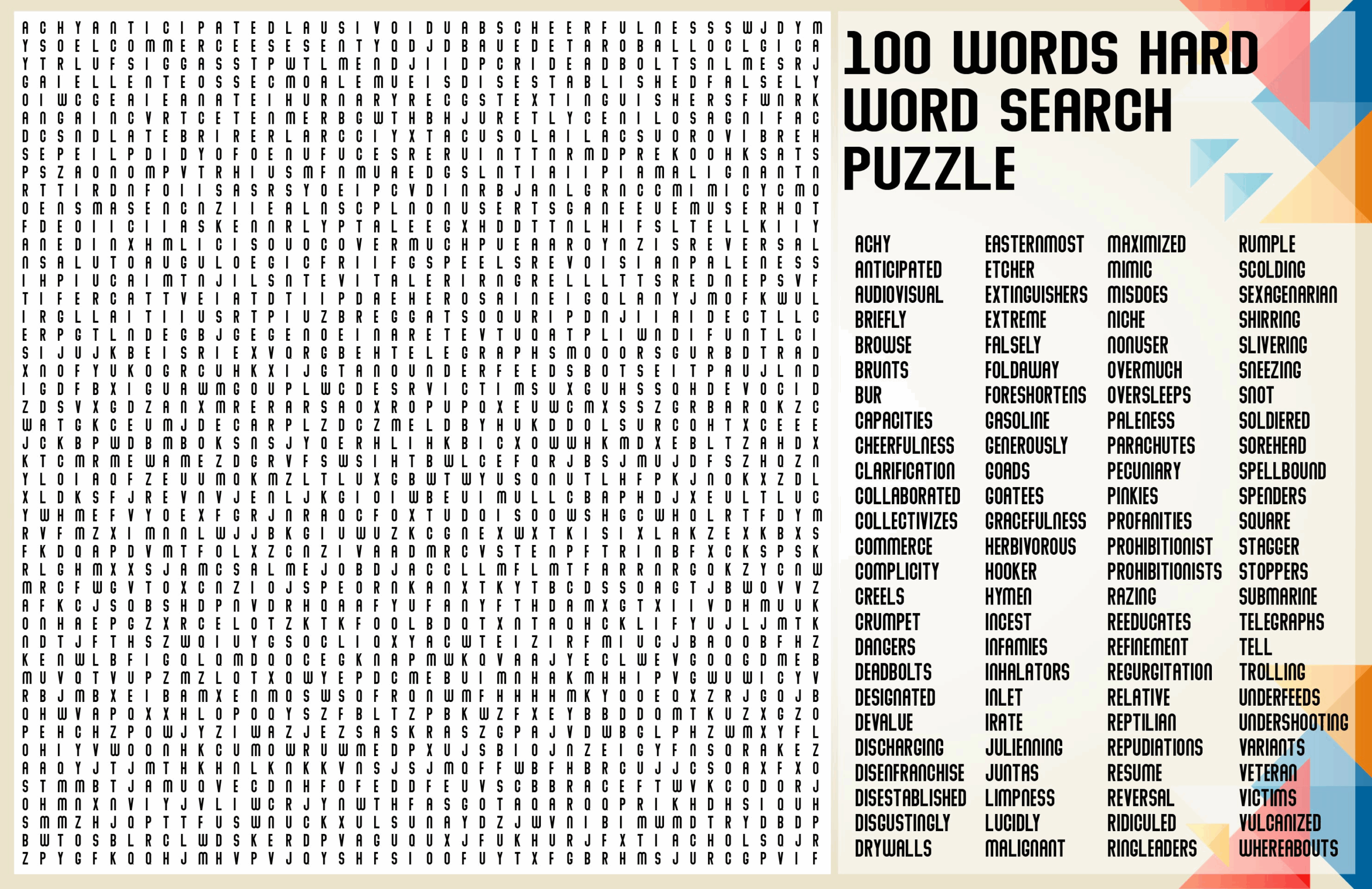 Very Hard Word Searches 10 Free PDF Printables Printablee