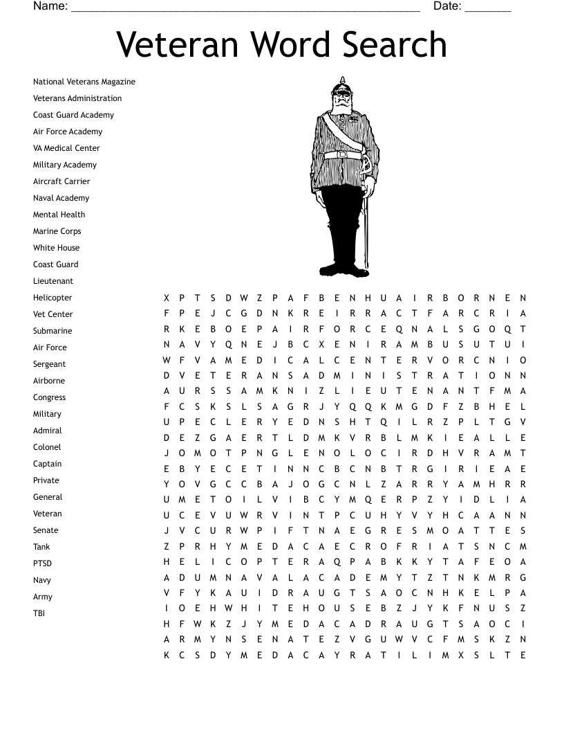 Free Veterans Day Word Search Printables