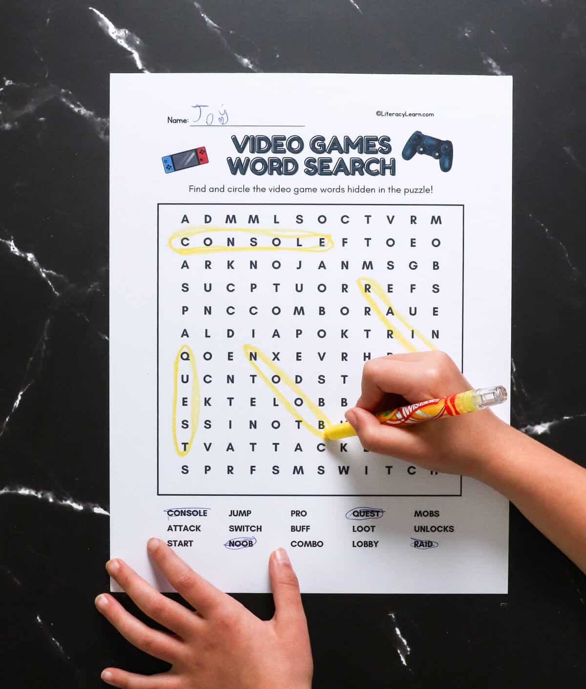 Video Games Word Search Free Printable Literacy Learn