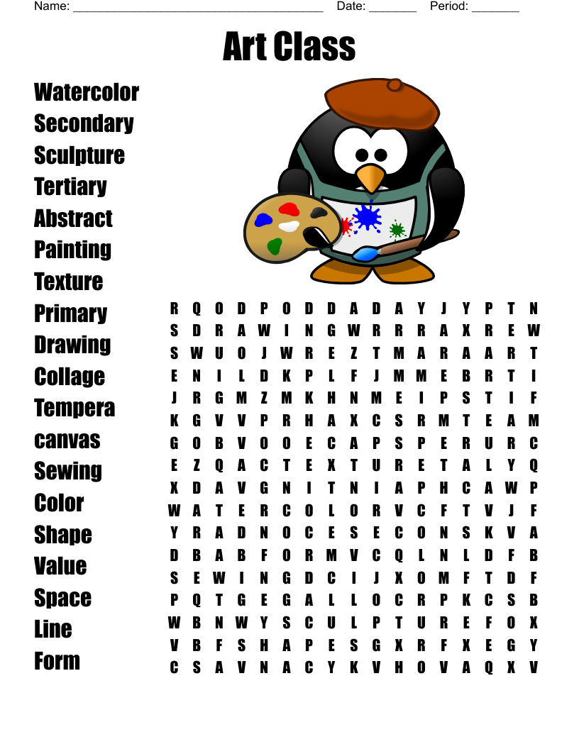 Visual Arts Word Search WordMint