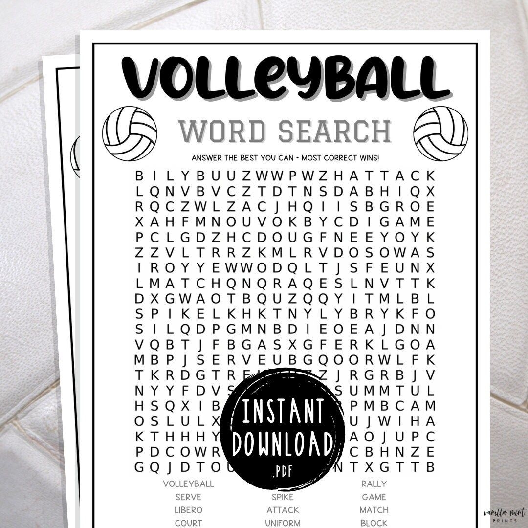 Volleyball Word Search Free Printable Volleyball Word Search