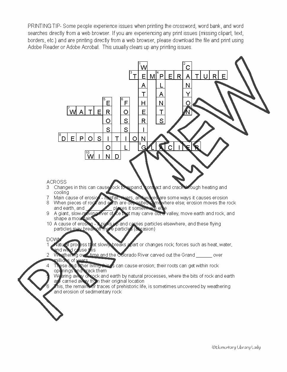 Weathering And Erosion Activities Crossword Puzzle And Word Search Made By Teachers