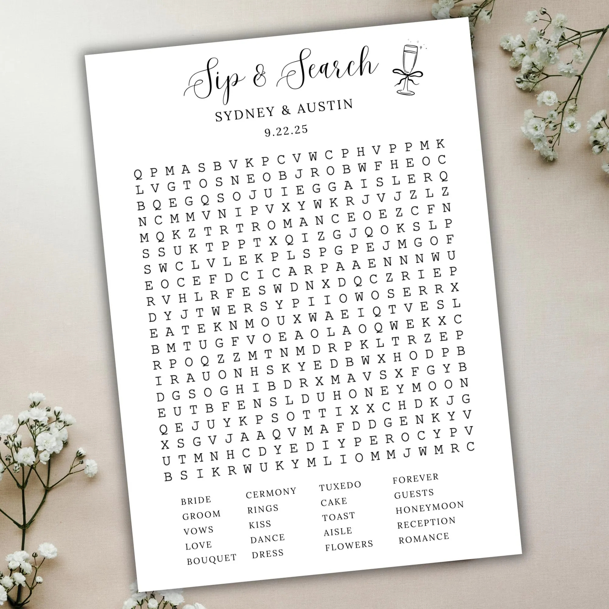 Wedding Word Search Etsy UK