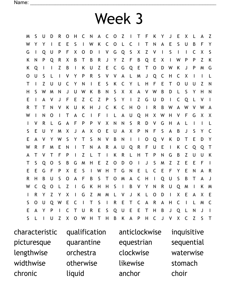 Week 3 Word Search WordMint