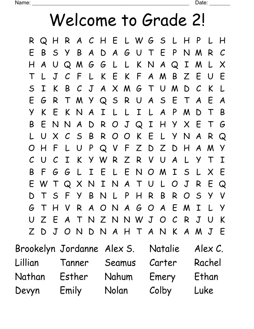Welcome To Grade 2 Word Search WordMint