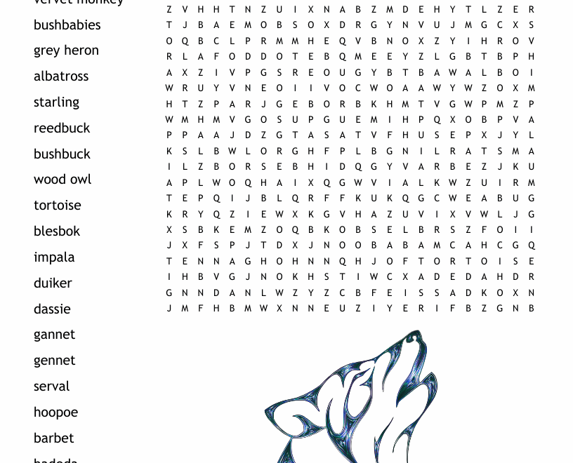 Wild Animal Word Search WordMint