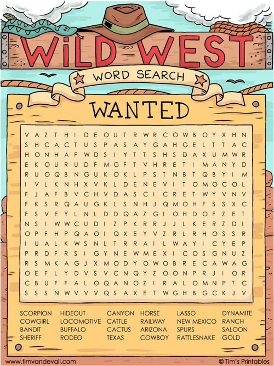 Wild West Word Search Etsy