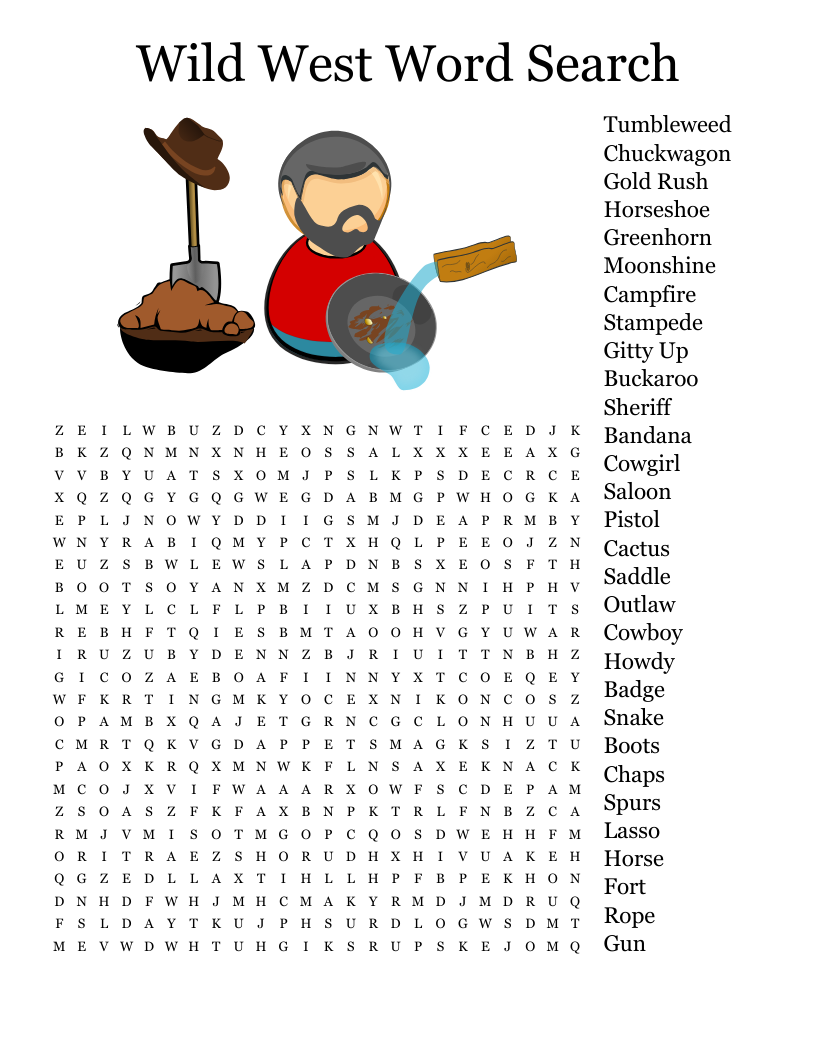 Wild West Word Search WordMint