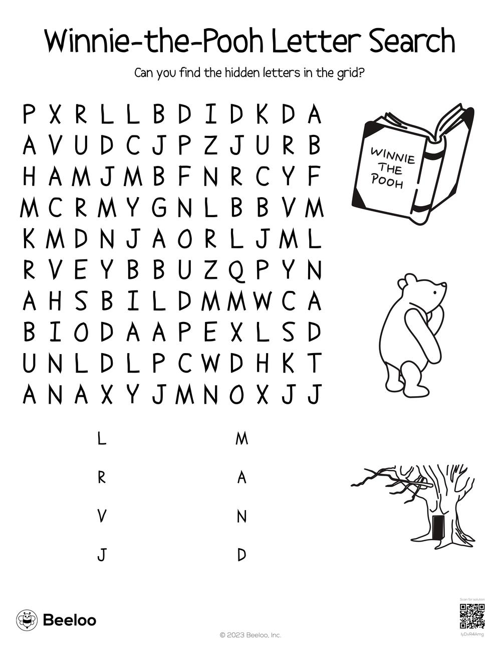 Winnie the Pooh Letter Search Beeloo Printable Crafts And Activities For Kids