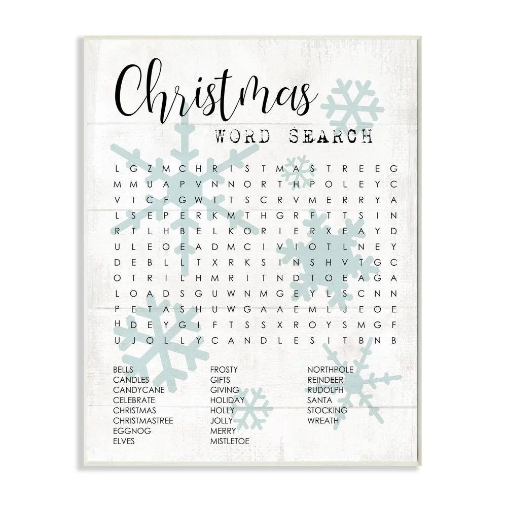 Winter Holiday Word Search Activity Christmas Phrases 10 00 In X 15 00 In Framed Painting Art Prints By Stupell Home D cor Walmart