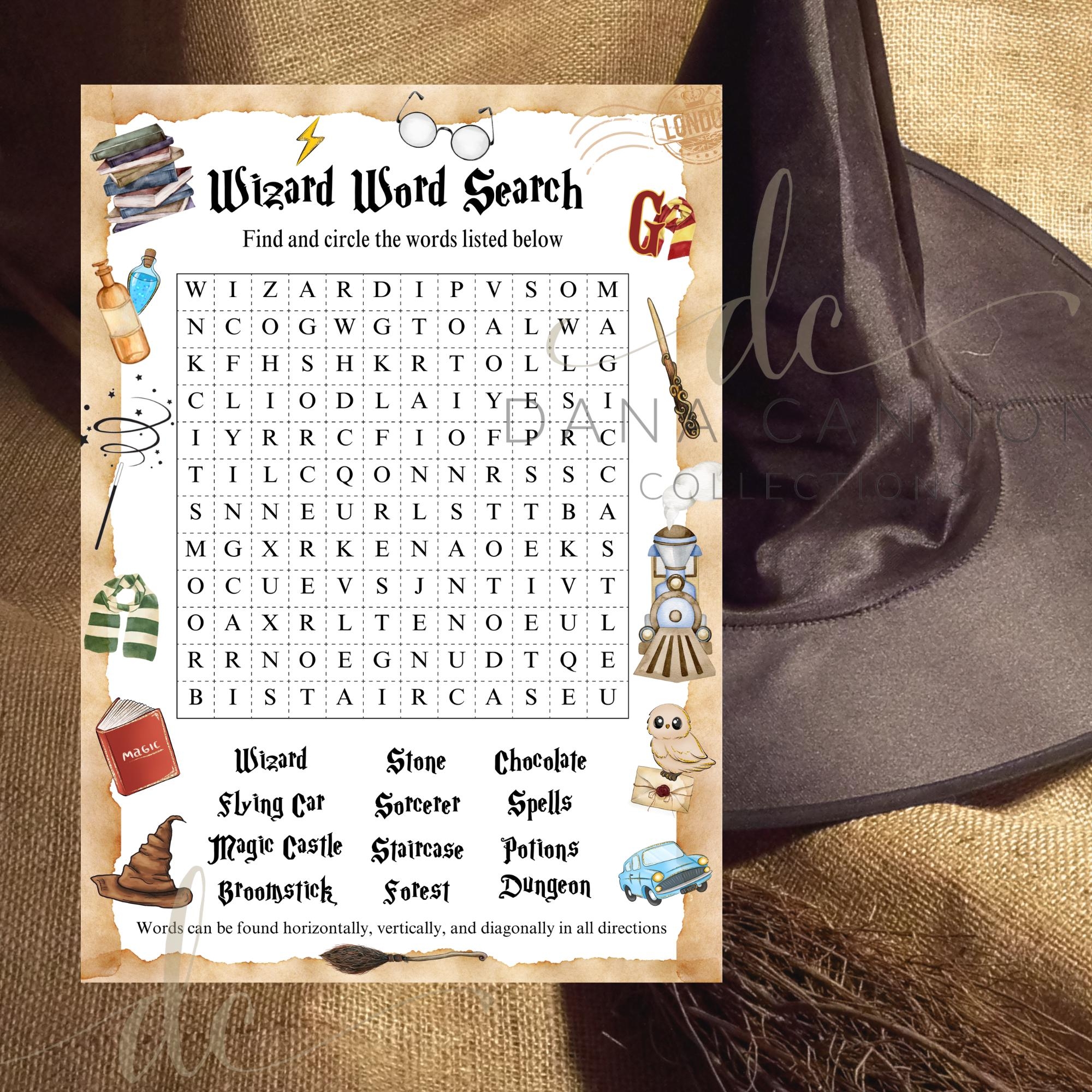 Wizard Word Search Game School Of Magic Magic Castle Word Search Wizard Printable Word Find School Of Magic Printable Download Instant Etsy