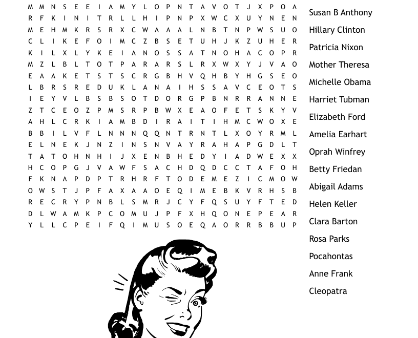 Women In History Word Search WordMint