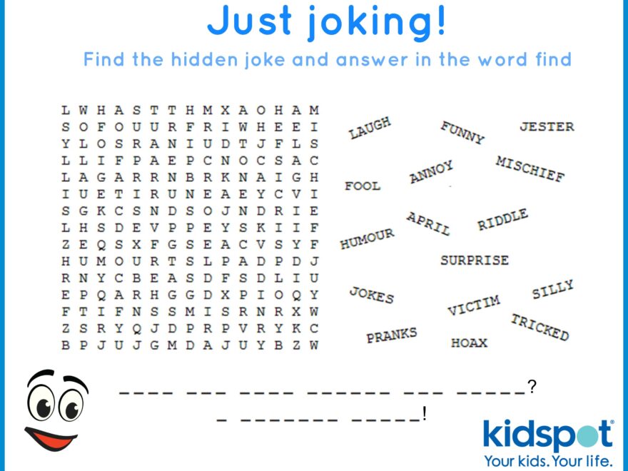 Word Find FREE Printable April Fools Day