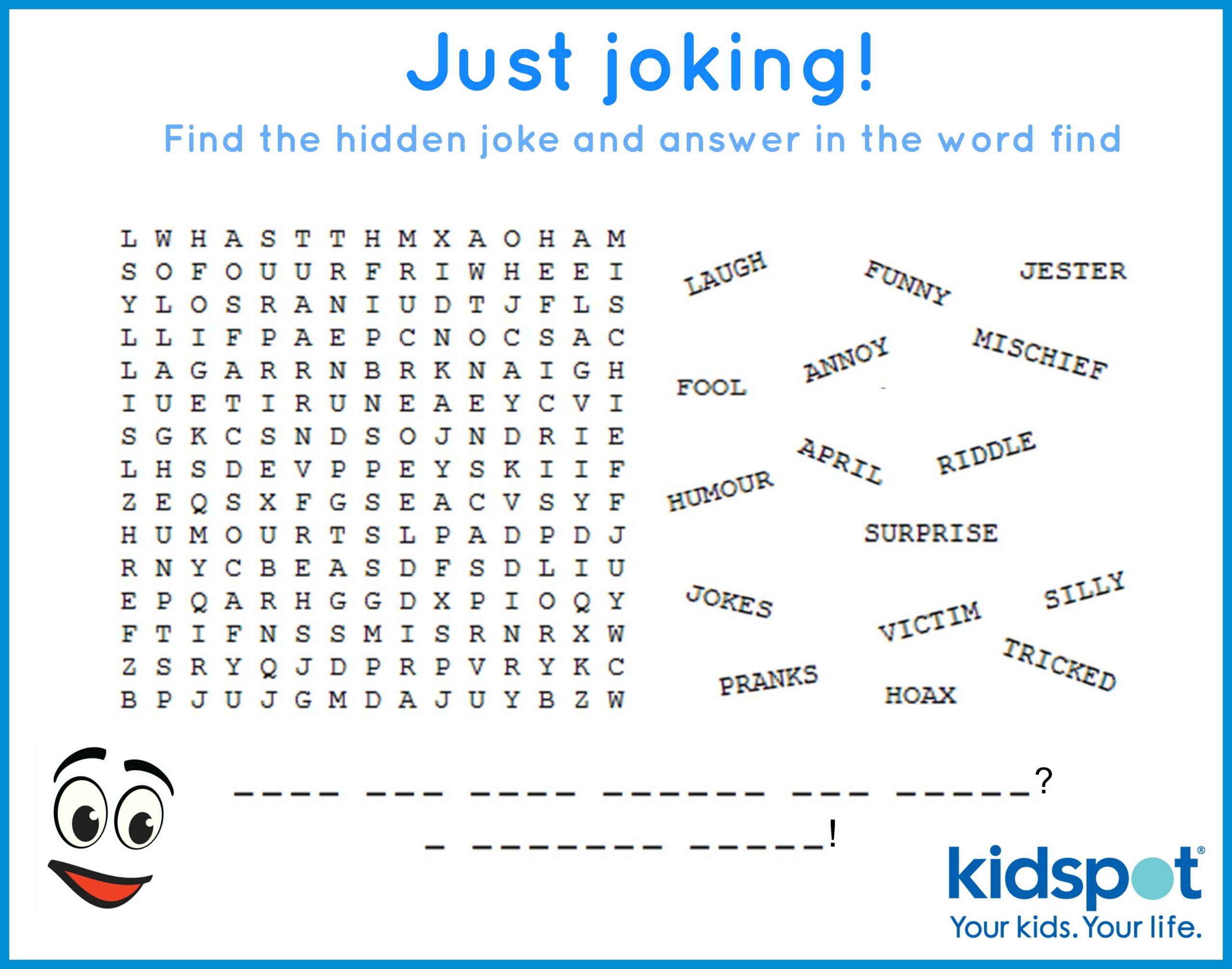 Word Find FREE Printable April Fools Day