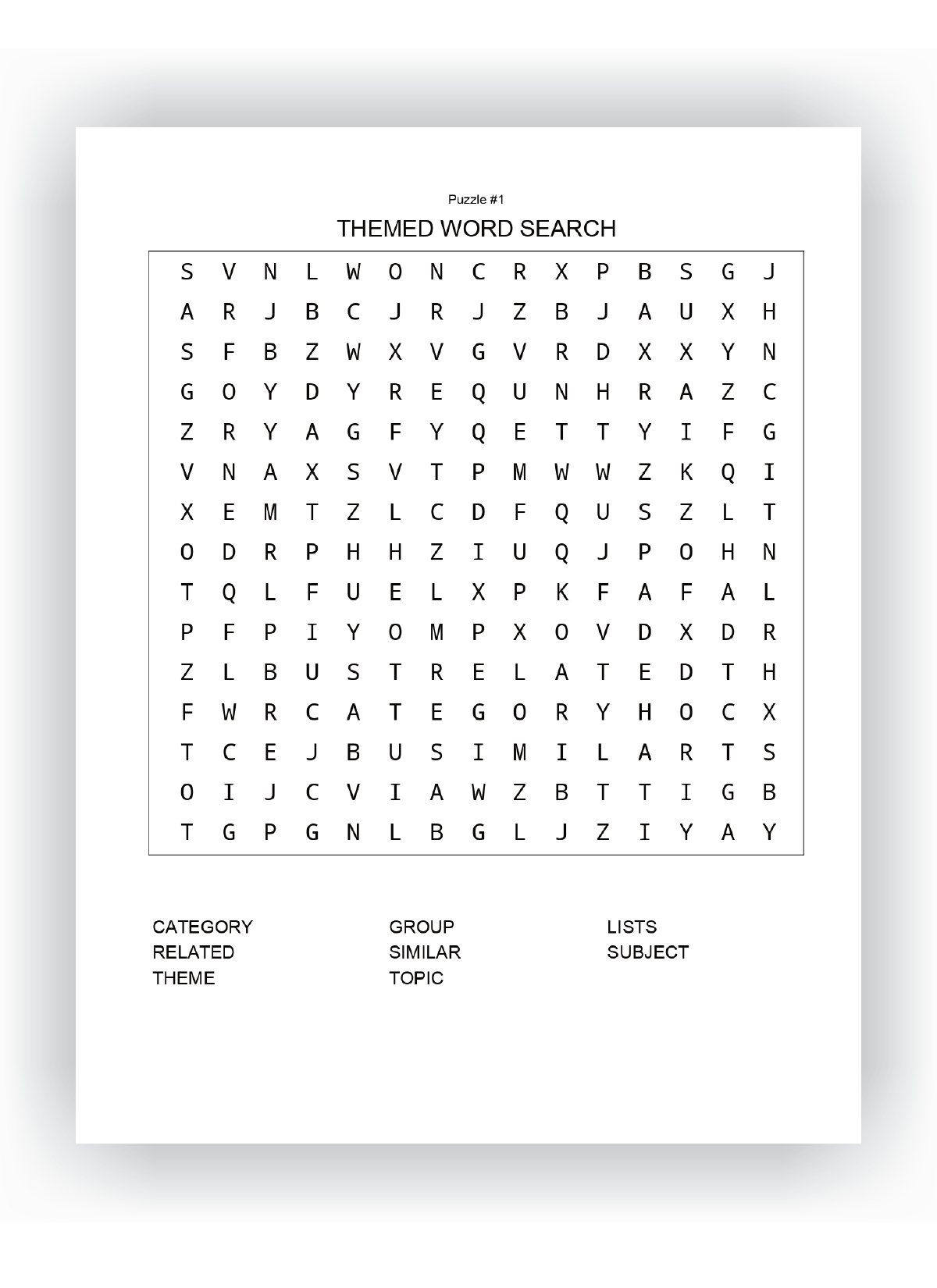 Word Lists By Theme For Word Search Puzzles Activity Book Deluxe Word Lists By Theme For Word Search Puzzles Activity Book Deluxe