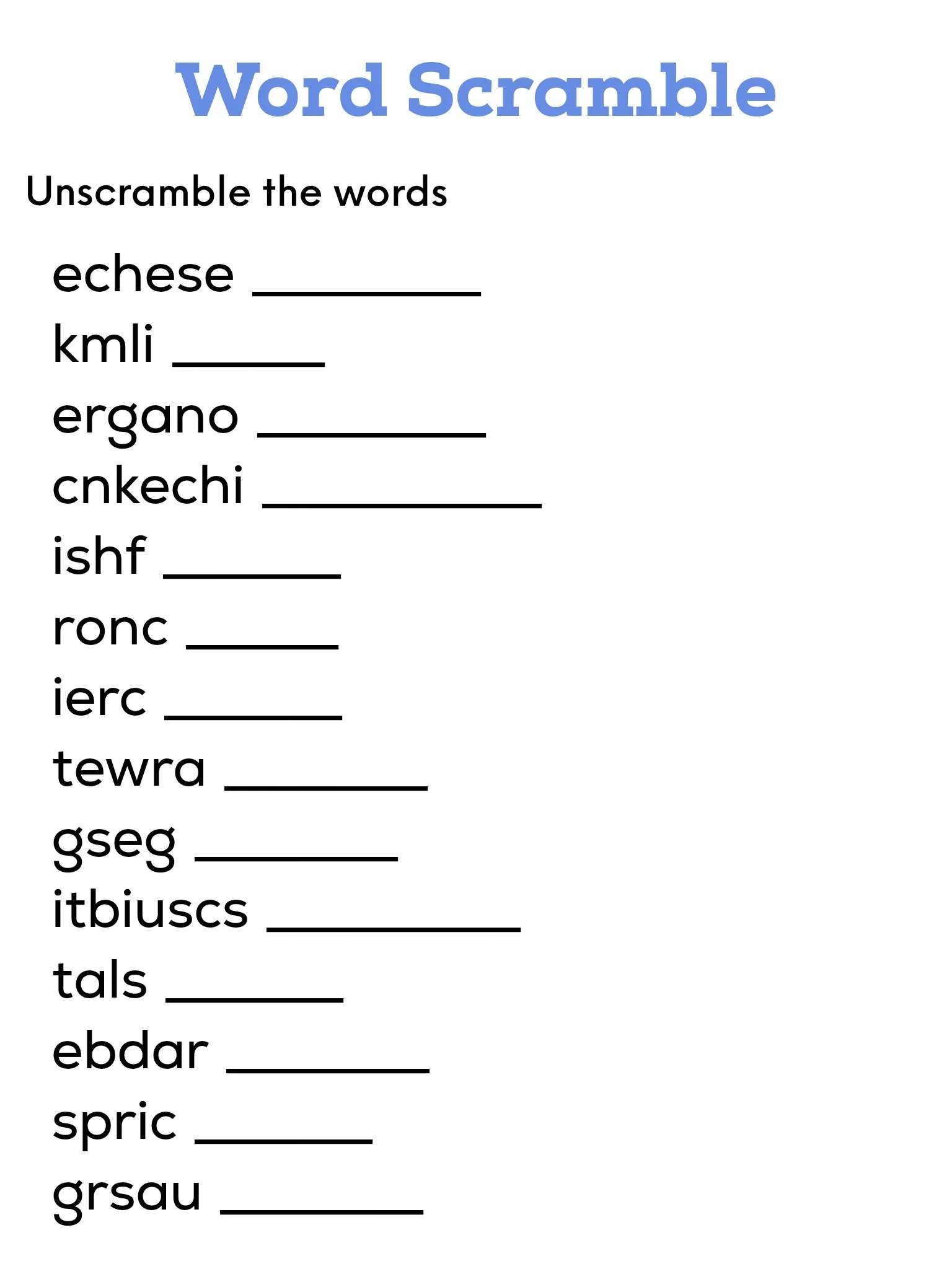Physical Education Word Search Printable