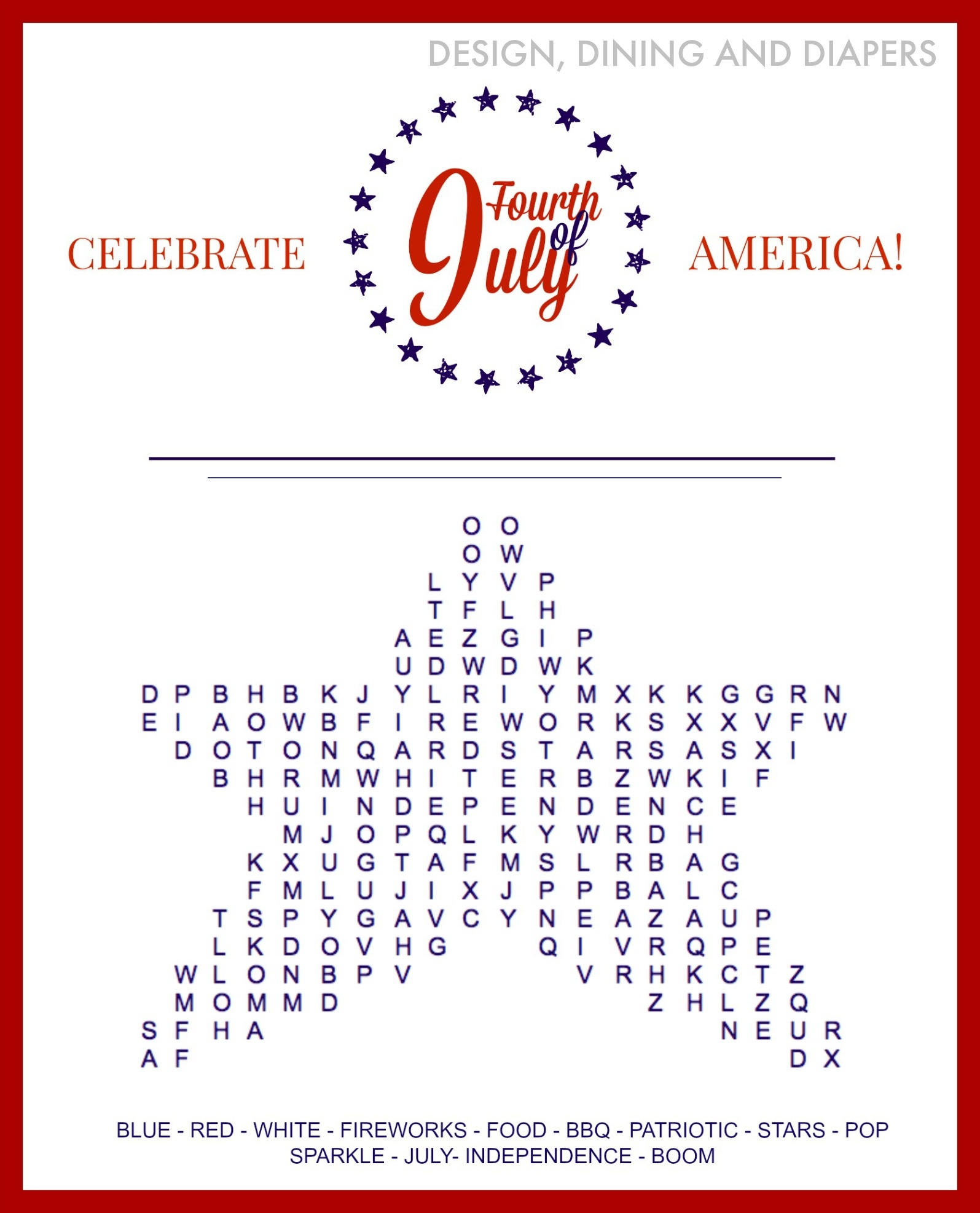 Word Search 4th Of July Northern News