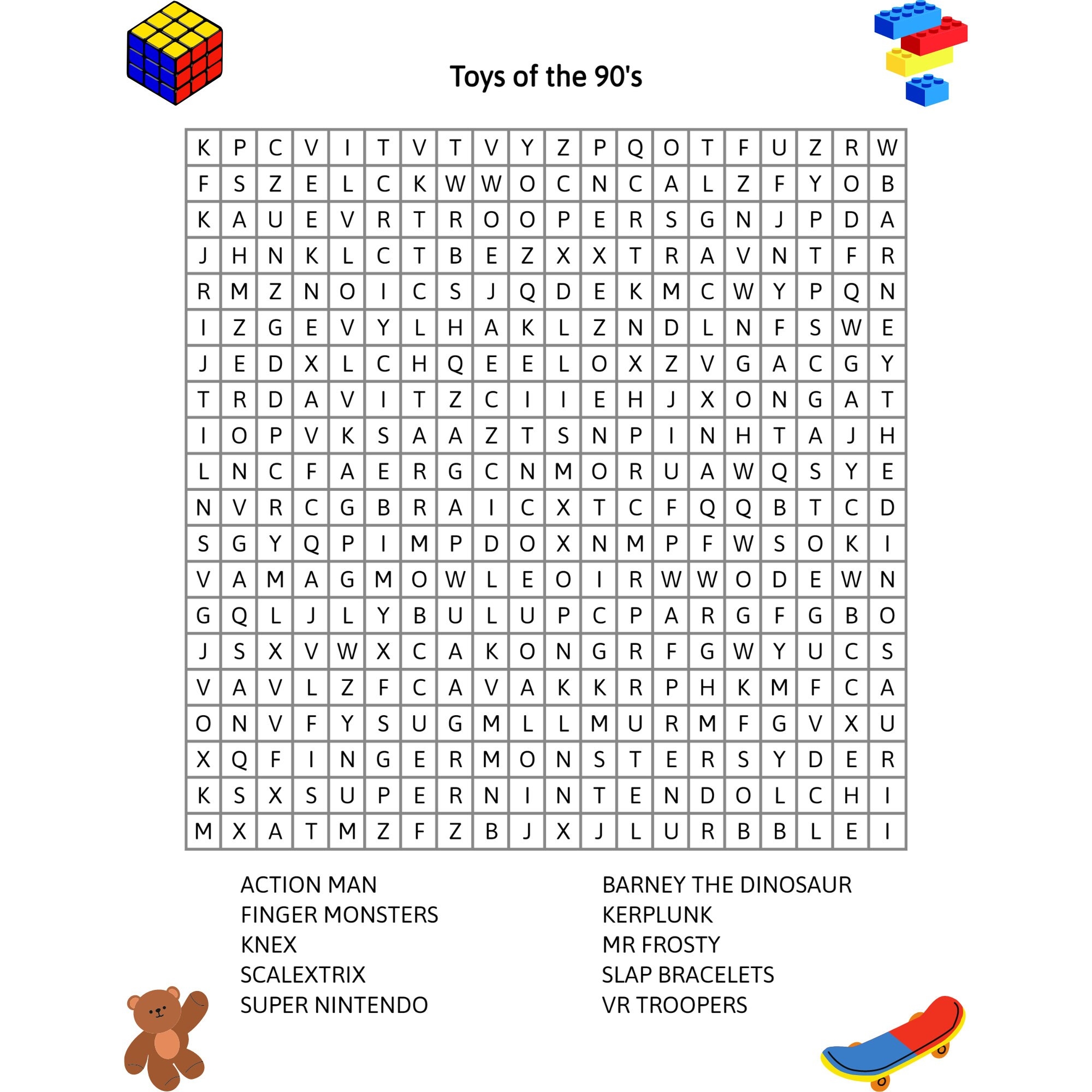 Word Search 90s Word Search Toys Word Search Printable PDF Word Search Digital Download 10 Printable Word Searches 90s Toys Etsy