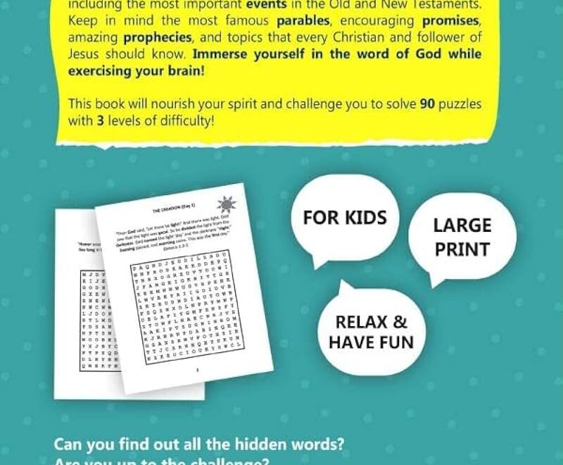 WORD SEARCH BIBLE VERSES GOD IS WITH US FOR KIDS AGES 7 AND UP 90 Large Print Fun And Educational Christian Puzzles Book With Powerful Knowledge Of It Is An