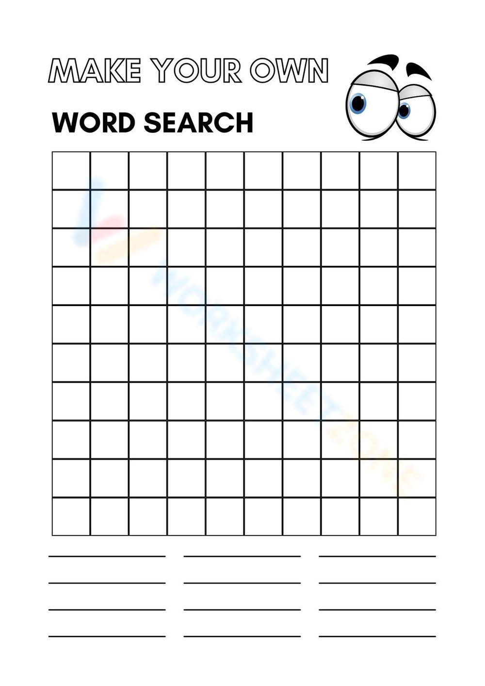 Word Search Find a Word Bank Template Worksheet