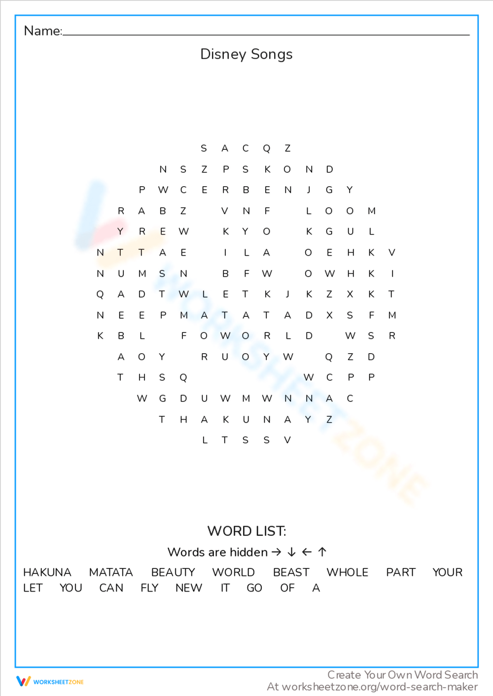 word search for 1st graders