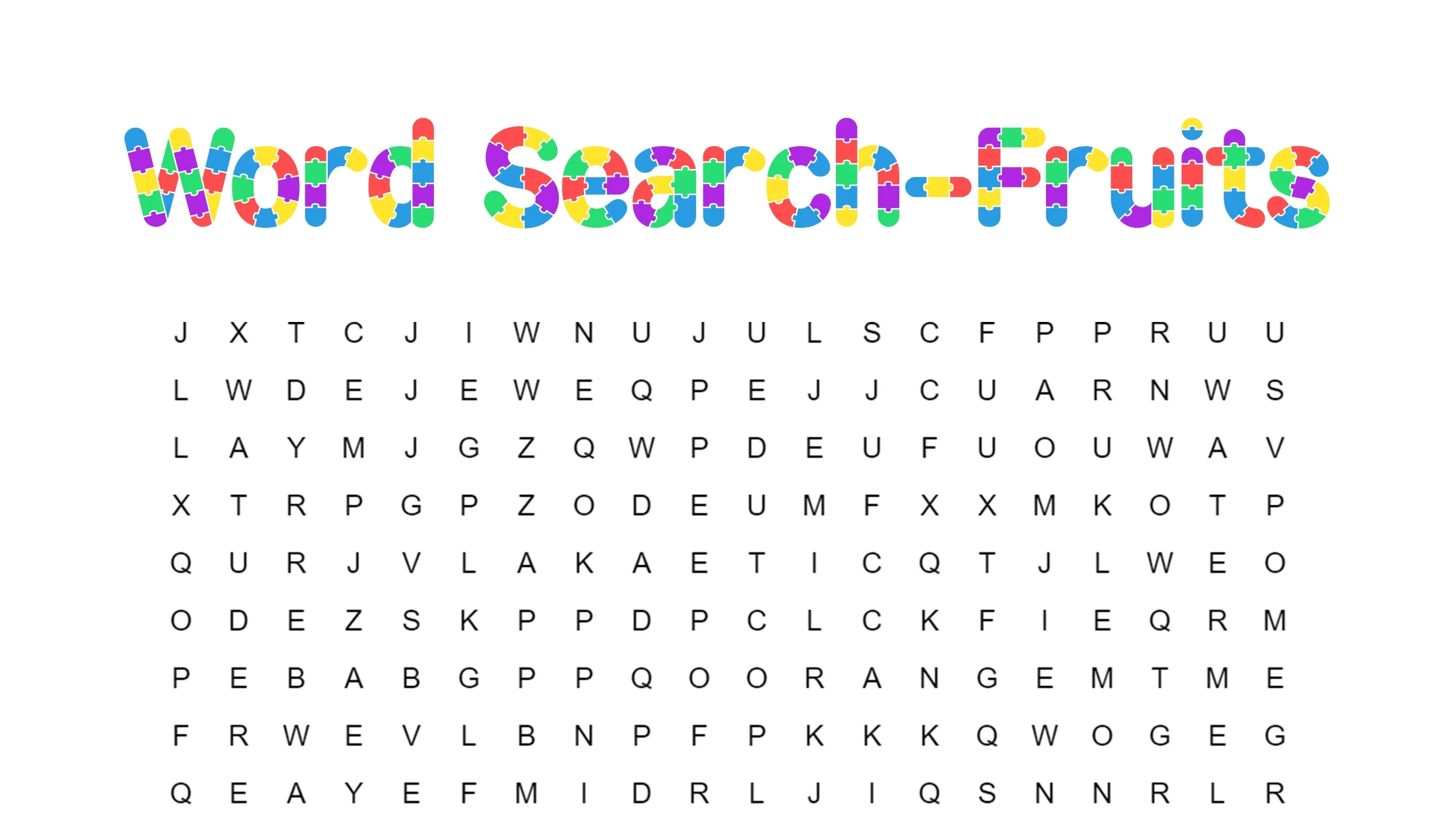 Word Search Fruits Adults 