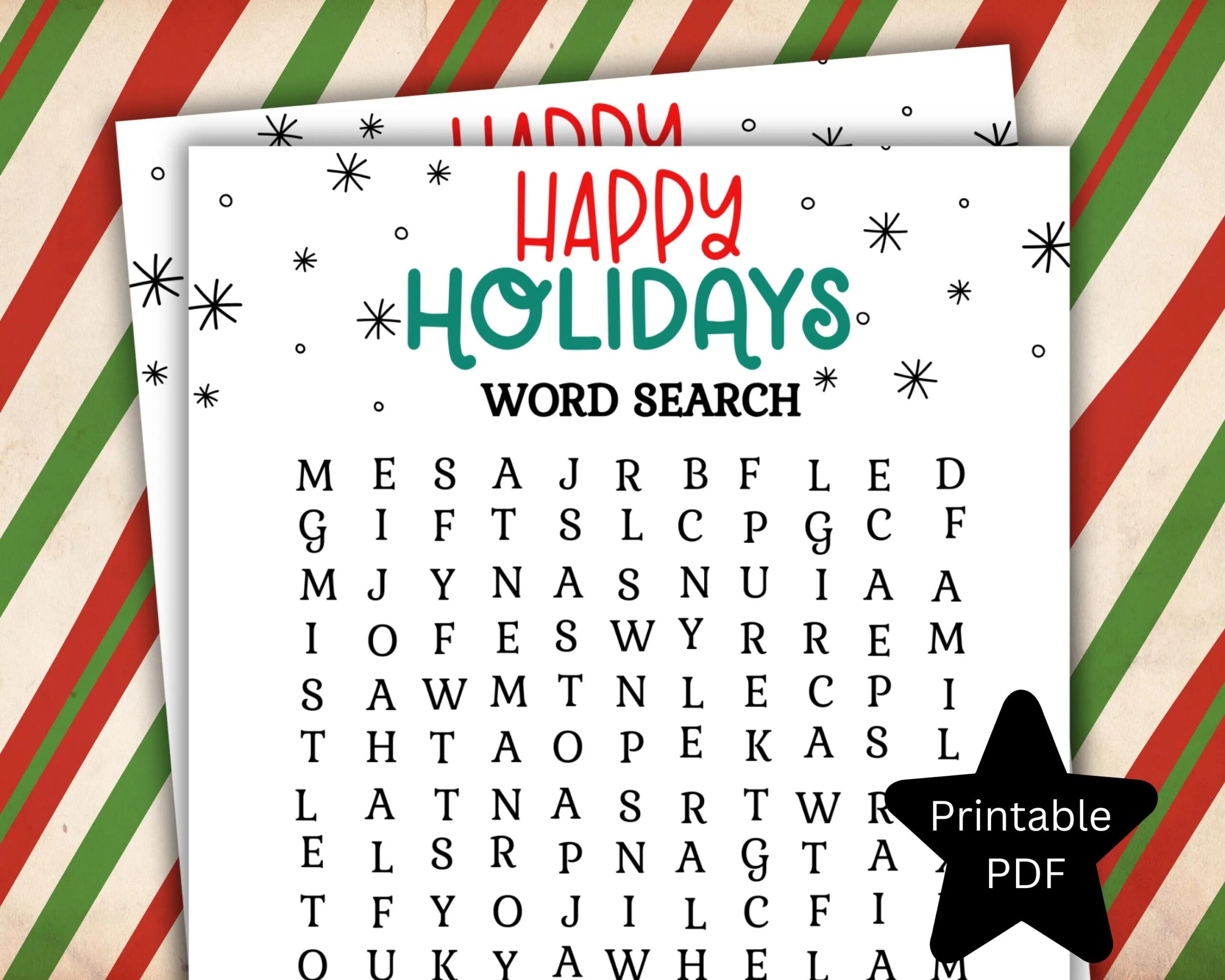 Word Search Holiday Activity For School Or Work Printable Christmas Game For Kids Adults Holiday Party Game Happy Holidays PDF Etsy