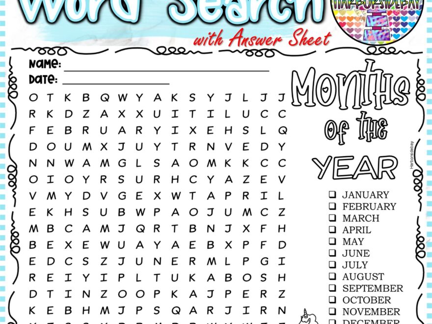 Word Search Months Of The Year Worksheet Made By Teachers
