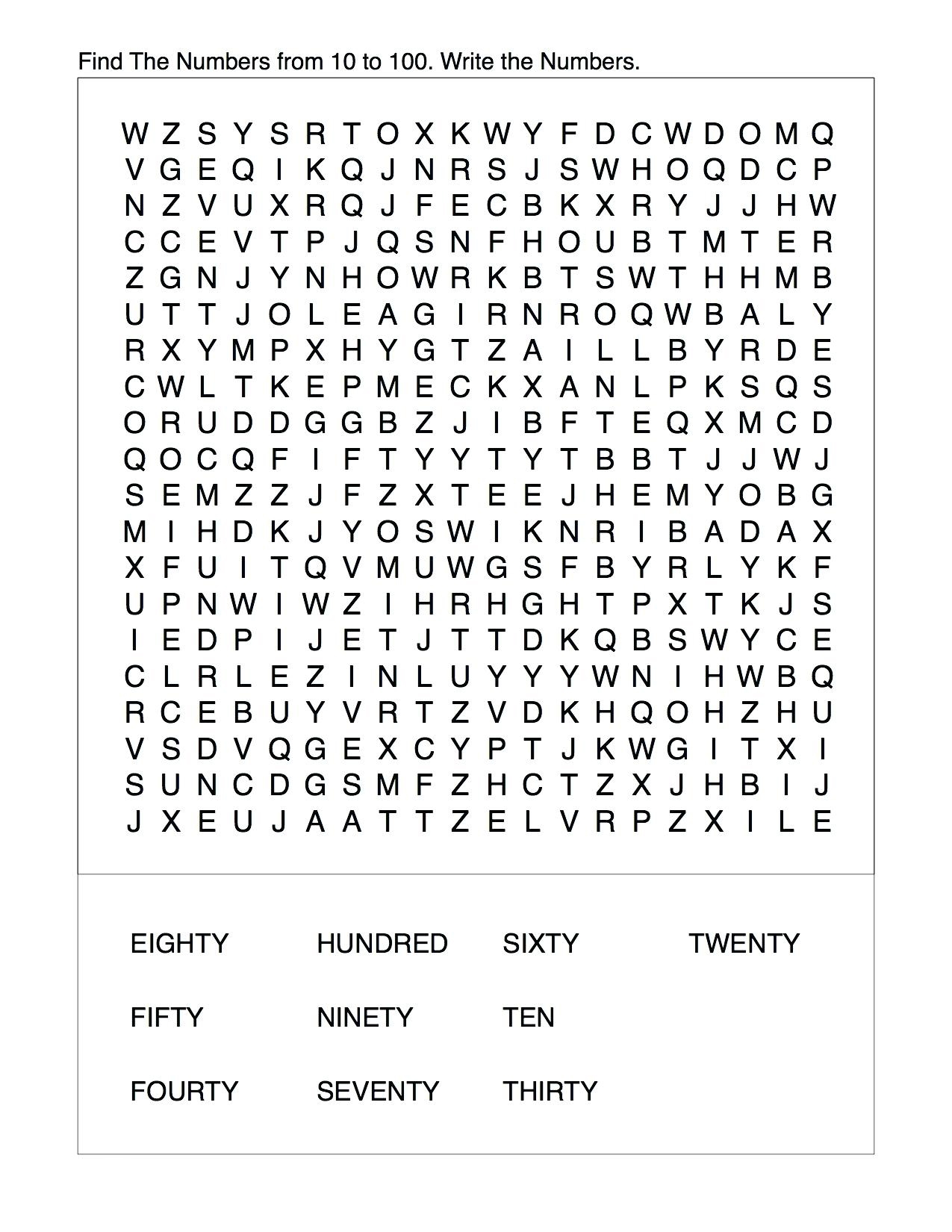 Word Search Puzzle 100 Must Know Words For 3rd Grade Free Printable Worksheets Library