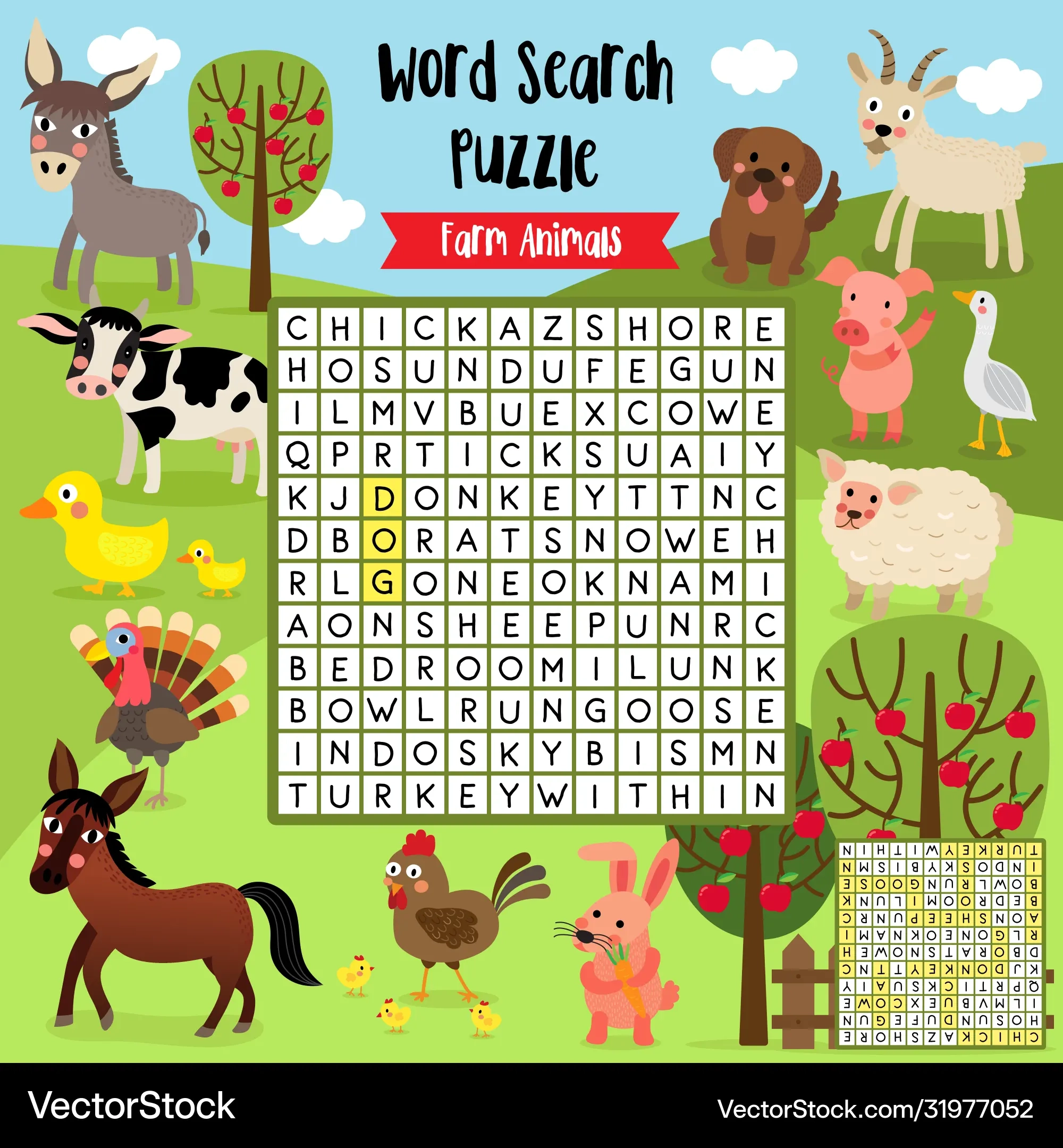 Farm Animal Word Search Printable