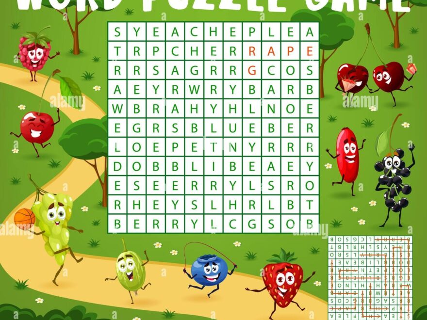 Word Search Puzzle Game Worksheet Cartoon Cheerful Berry Character On Summer Vacation Children Riddle Kids Logical Vector Game With Raspberry Cherry And Grape Gooseberry Blueberry Elderberry Stock Vector Image Art