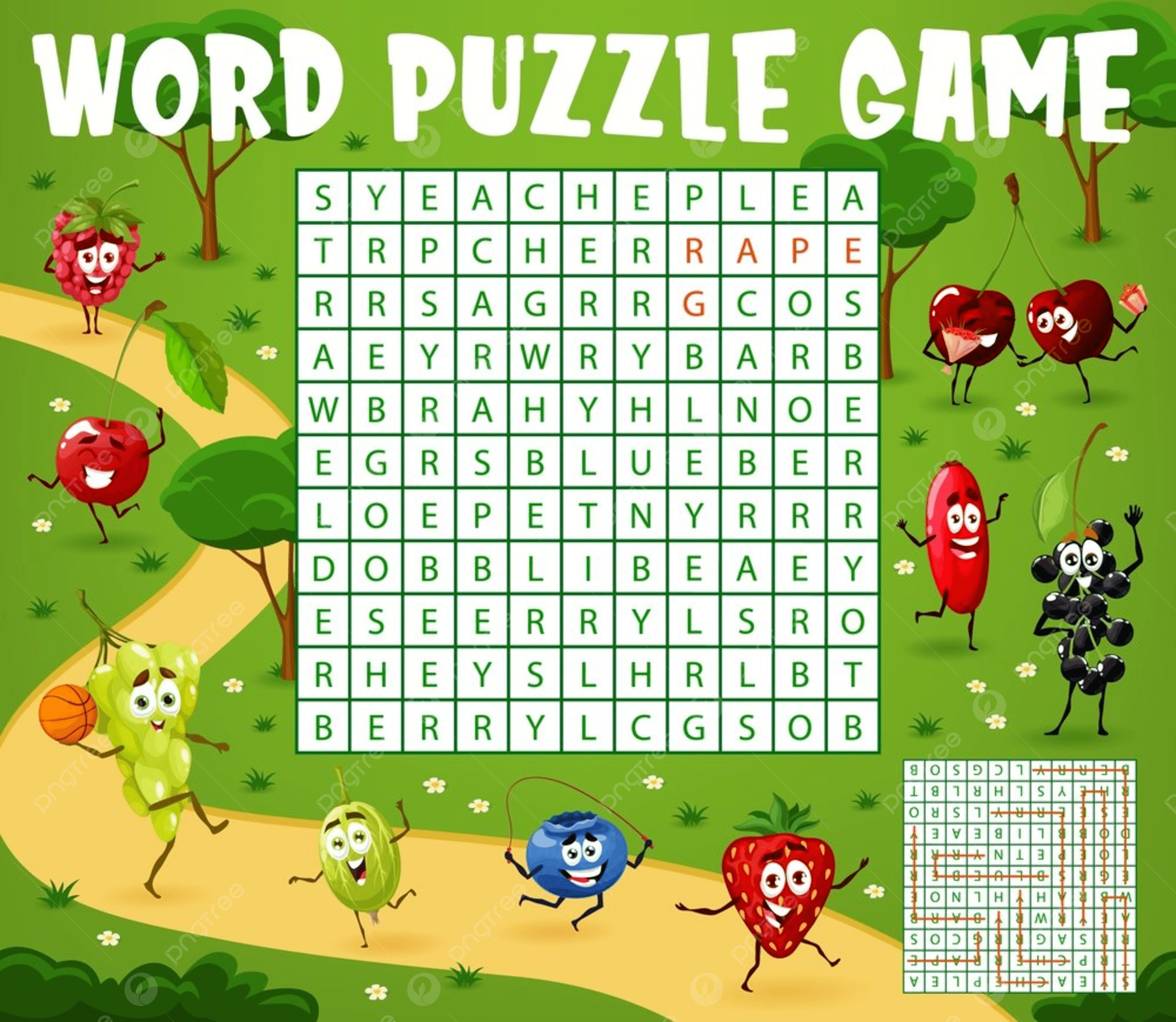 Word Search Puzzle Game Worksheet Cartoon Cheerful Berry Character On Summer Vacation Children Riddle Vector Summer Clipart Cartoon Clipart Word Clipart PNG And Vector With Transparent Background For Free Download