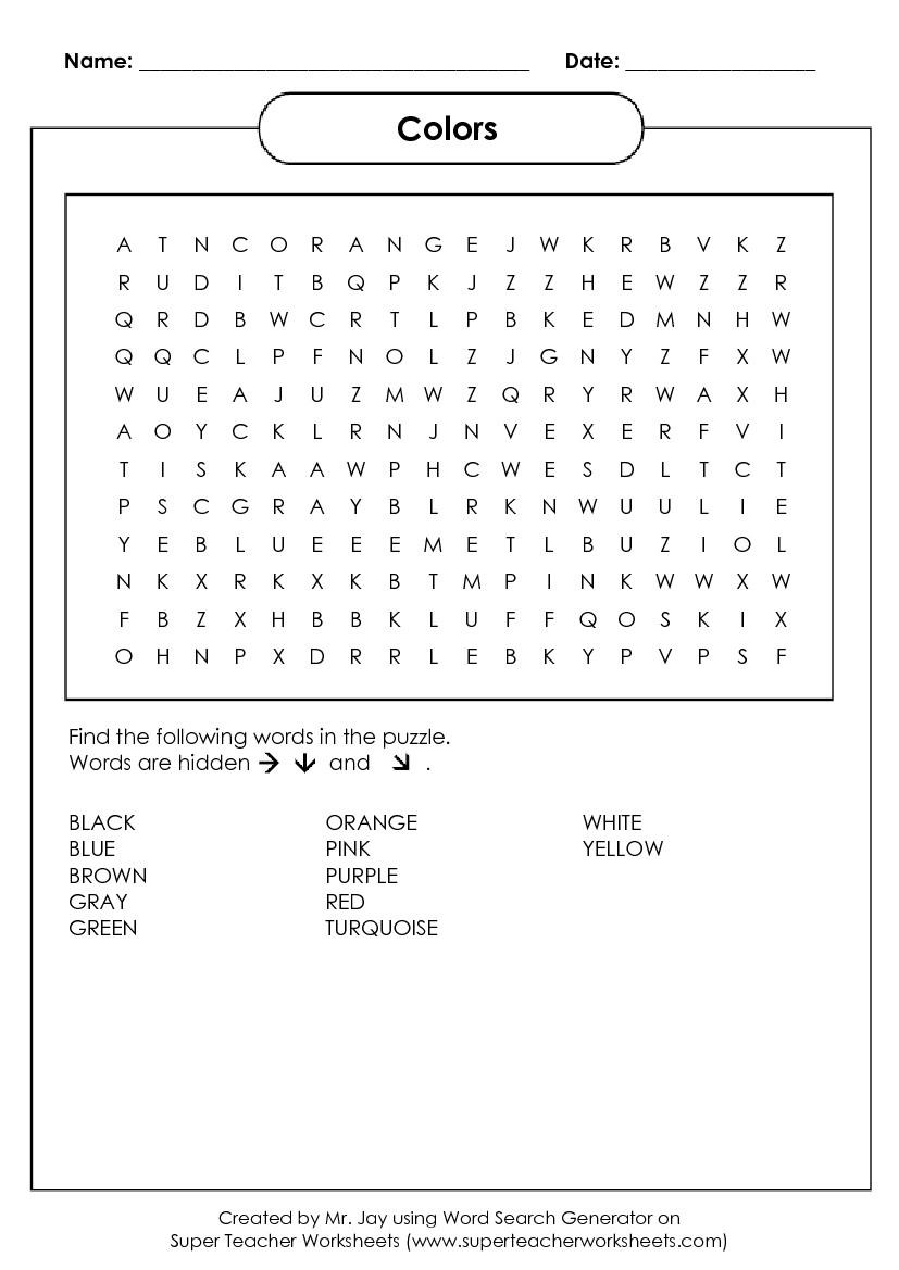 Word Search Puzzle Generator Worksheets Library