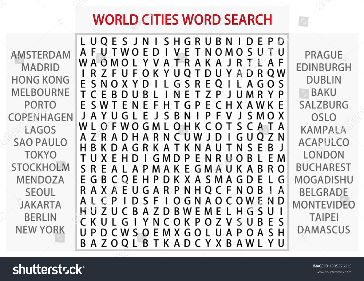Word Search Puzzle Vector Word Find Stock Vector Royalty Free 1305276613 Shutterstock