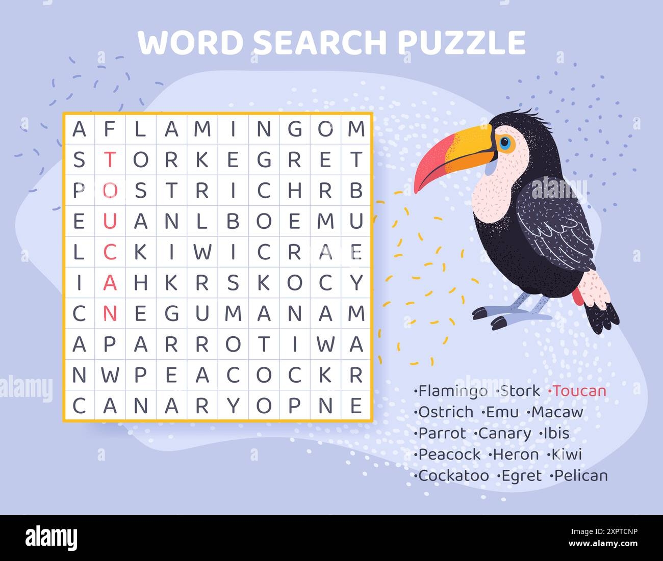 Word Search Puzzle With Birds Stock Vector Image Art Alamy