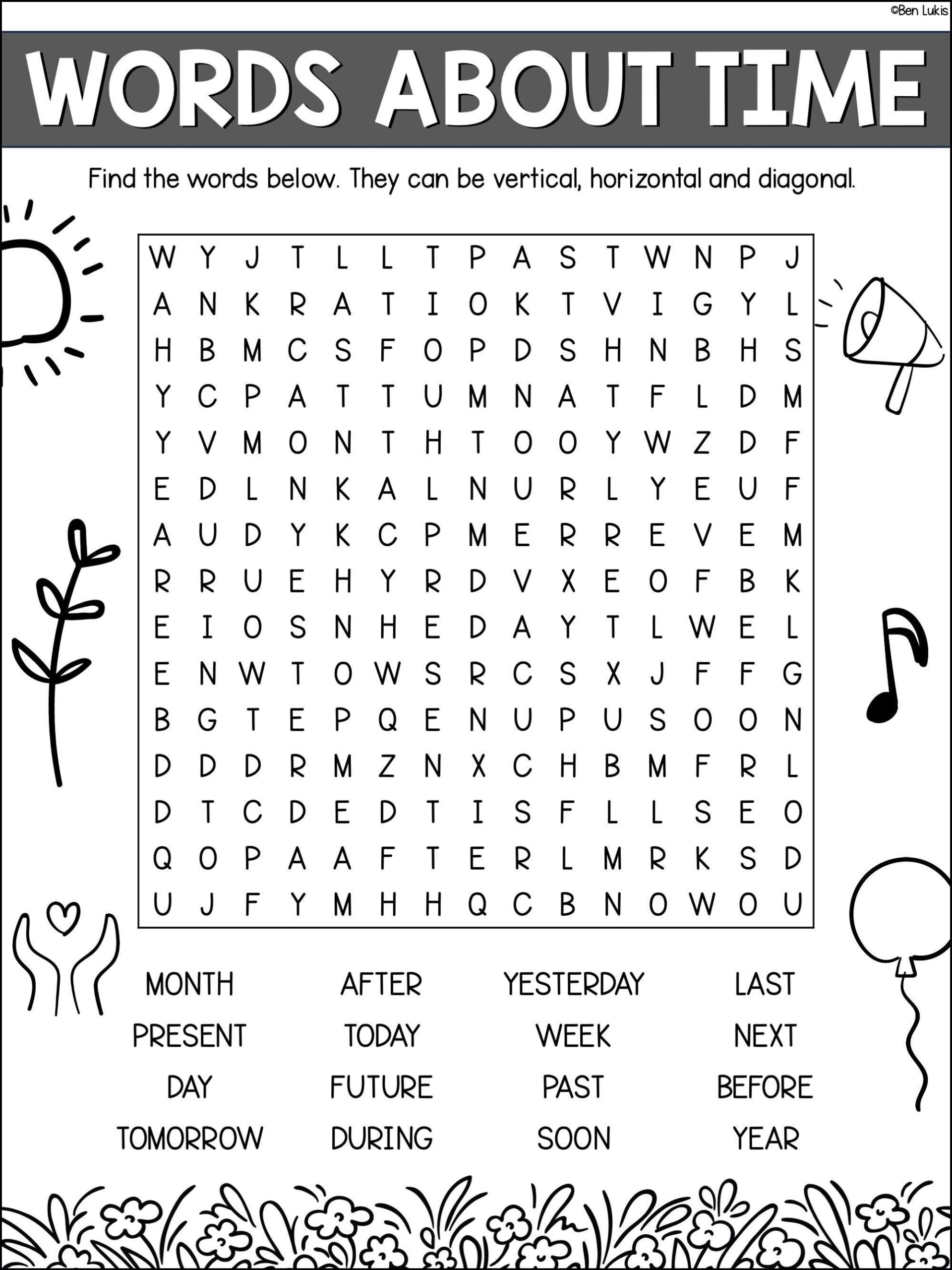 Word Search Puzzles For Days Of Week Months Of The Year Time Word Vocabulary Printable PDF Math ELA Worksheets Kids Activity Sheets Etsy