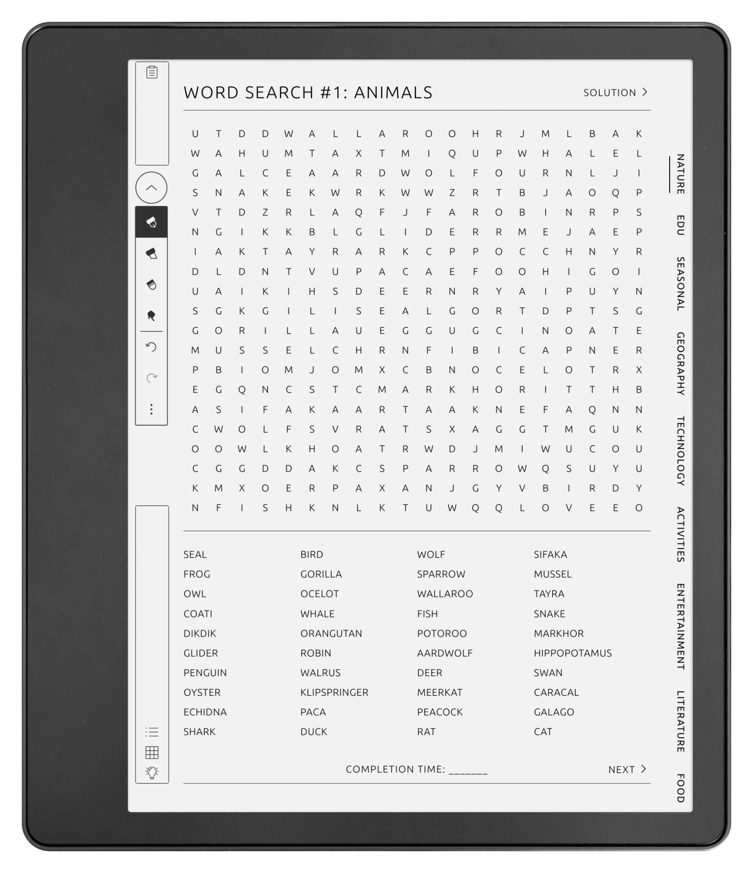 Make Free Printable Word Search