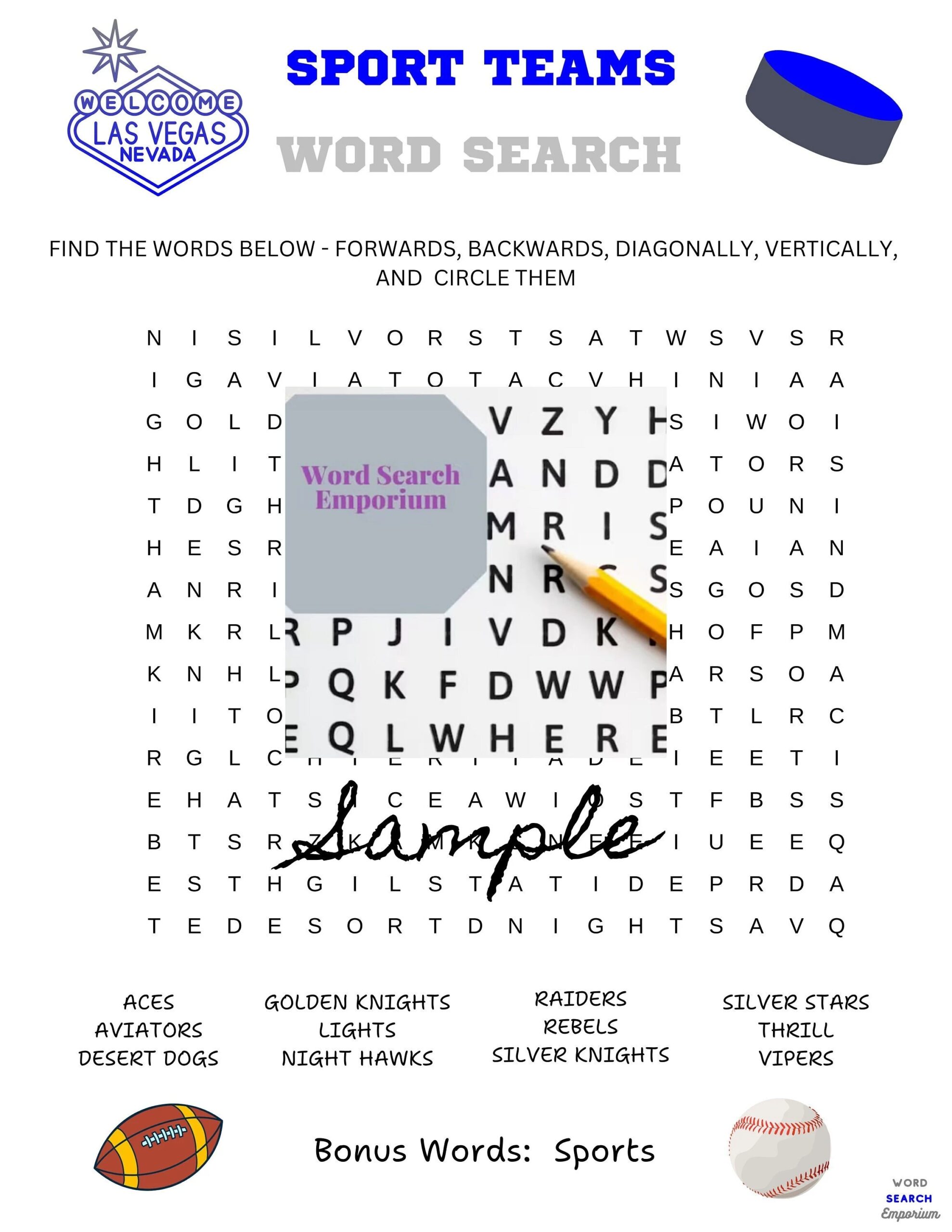 Word Search Vegas Printable