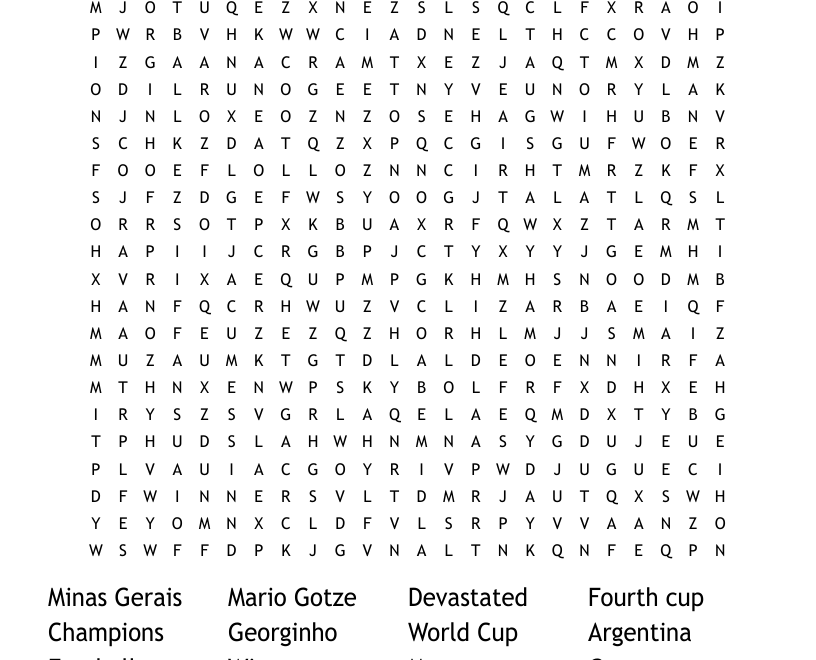 World Cup Word Search WordMint