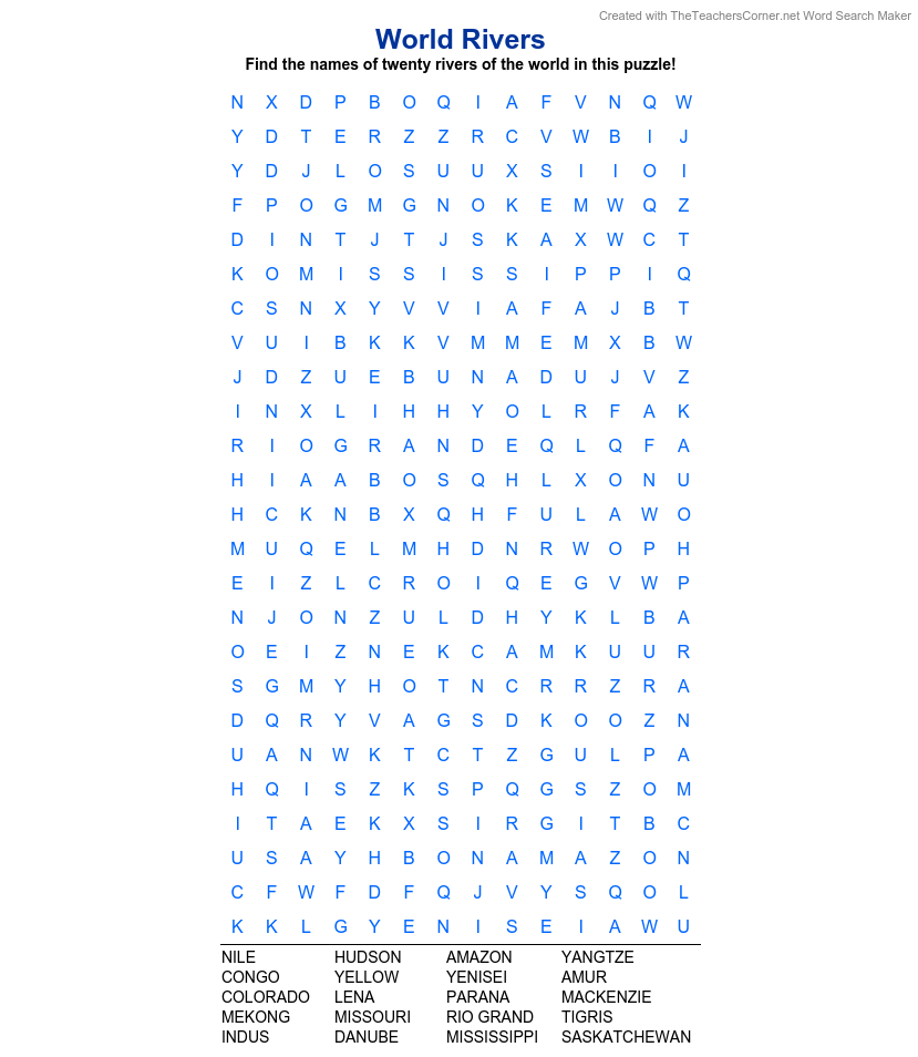 Word Search Maker And Printable