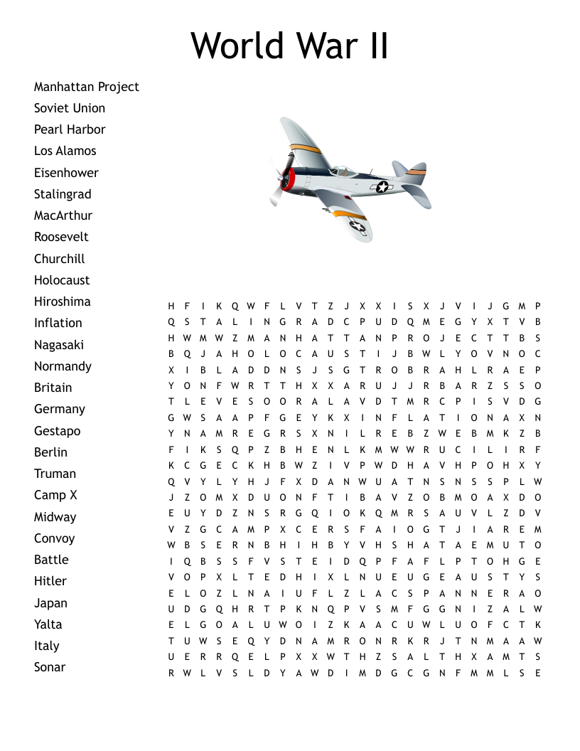 World War II Word Search WordMint World War II Word Search WordMint