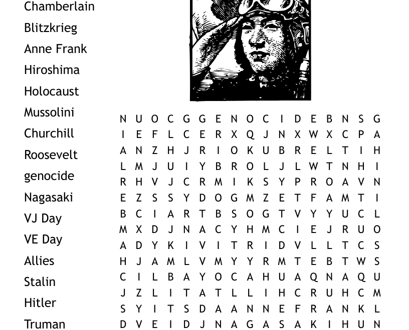 World War II Word Search WordMint